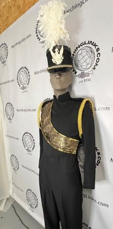 Set of 271 Black Marching Band Uniforms with Various Accessory Options