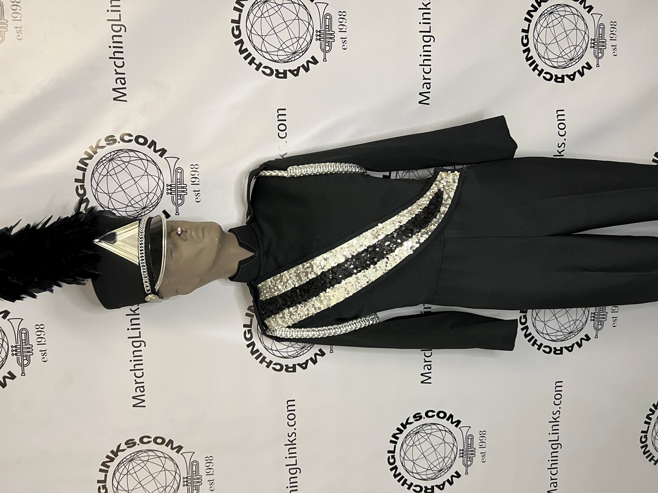 Set of 271 Black Marching Band Uniforms with Various Accessory Options
