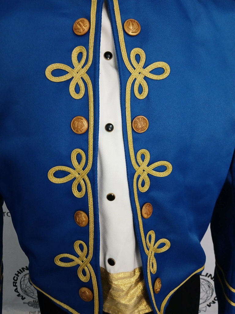 Set 48+/- Royal Blue and Black Marching Band Uniforms with Gold Trim - Rental Only