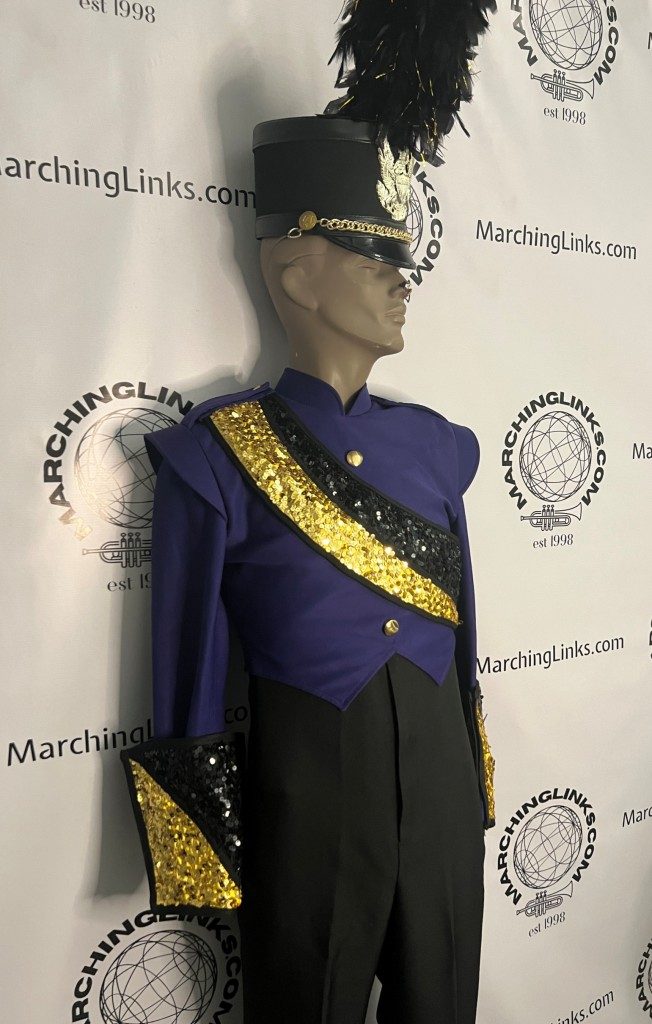 Set of 100+/- Purple, Black & Gold Marching Band Uniforms
