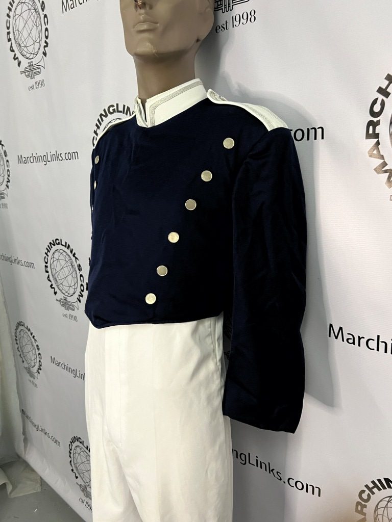Set 81+/- Navy, White and Silver Marching Band Uniforms