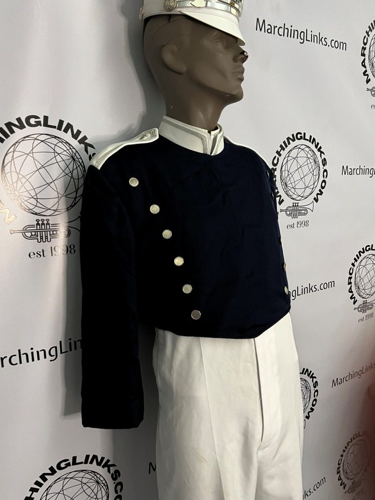 Set 81+/- Navy, White and Silver Marching Band Uniforms
