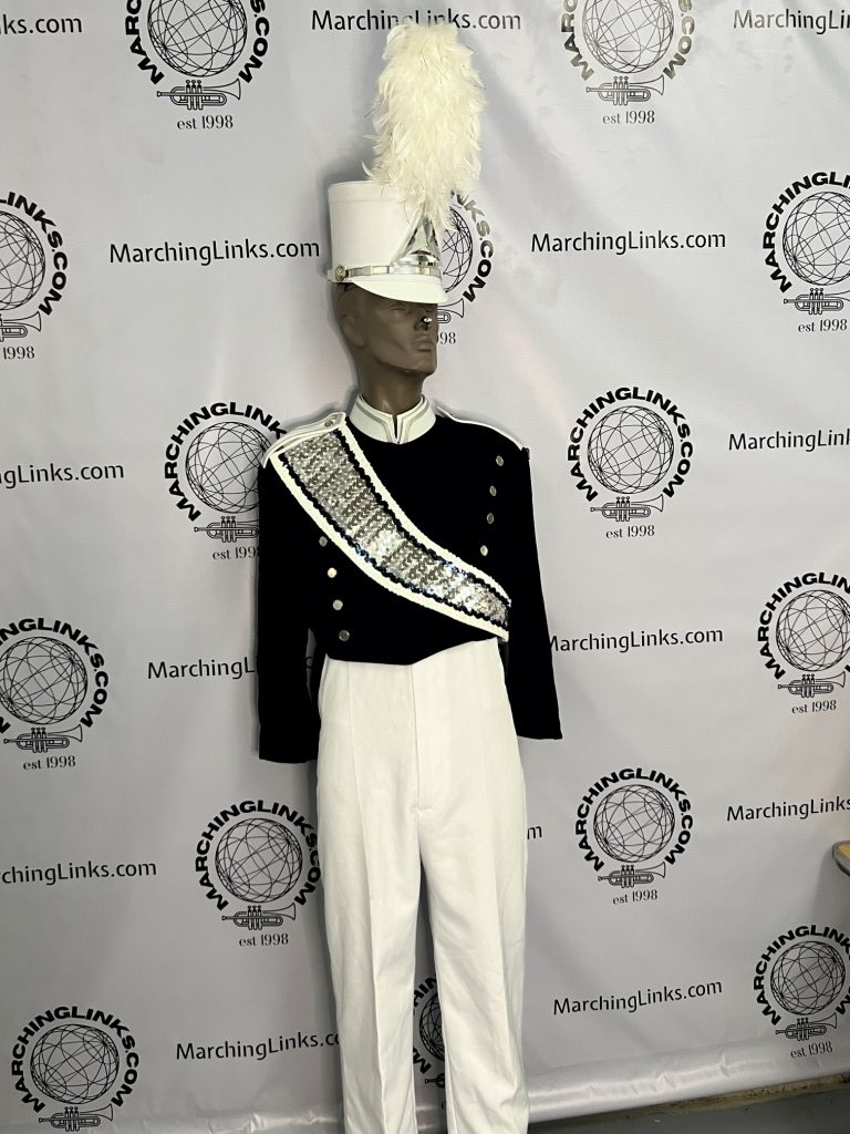 Set 81+/- Navy, White and Silver Marching Band Uniforms