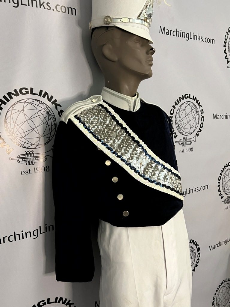 Set 81+/- Navy, White and Silver Marching Band Uniforms