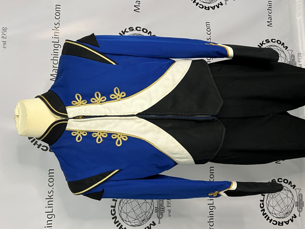 Set of 80 +/-Royal Blue, White & Black Marching Band Uniforms with