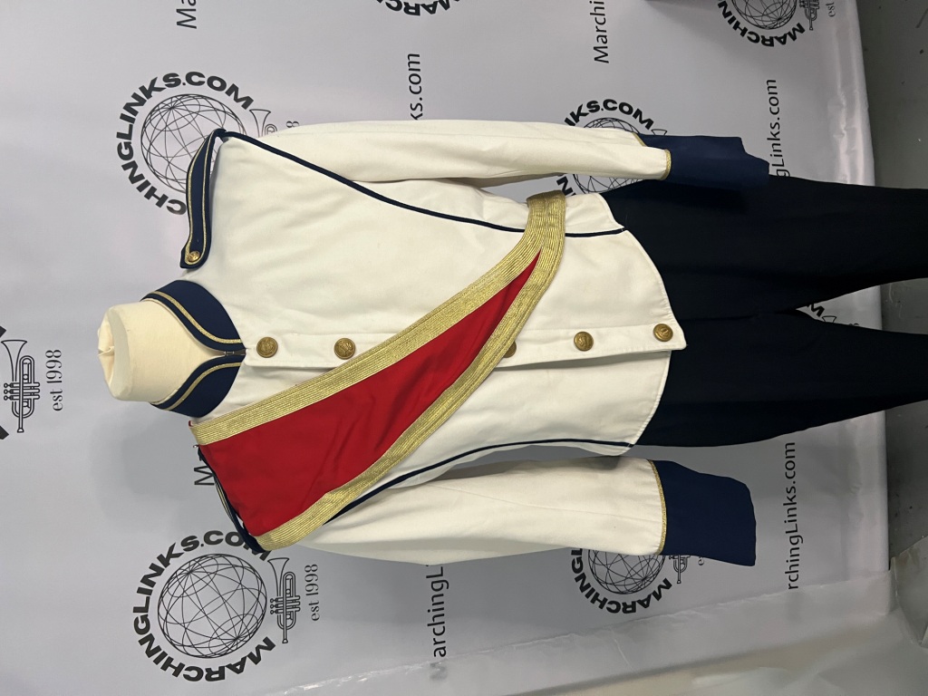 Set of White Band Uniforms with Red and Gold Trim