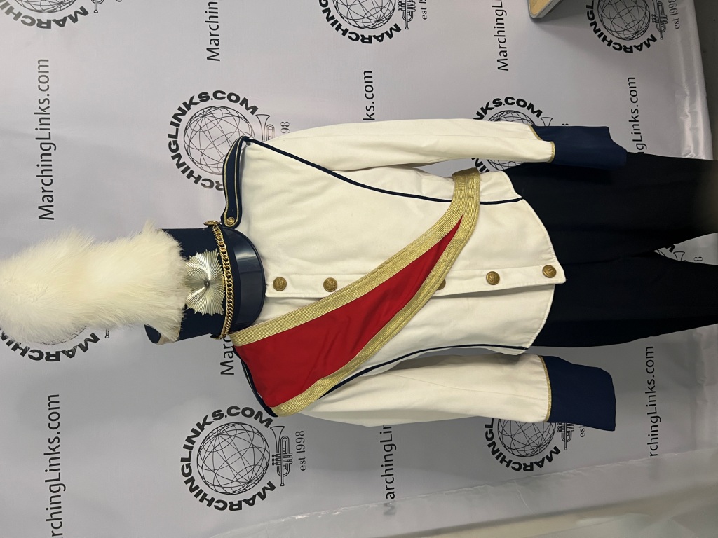 Set of White Band Uniforms with Red and Gold Trim