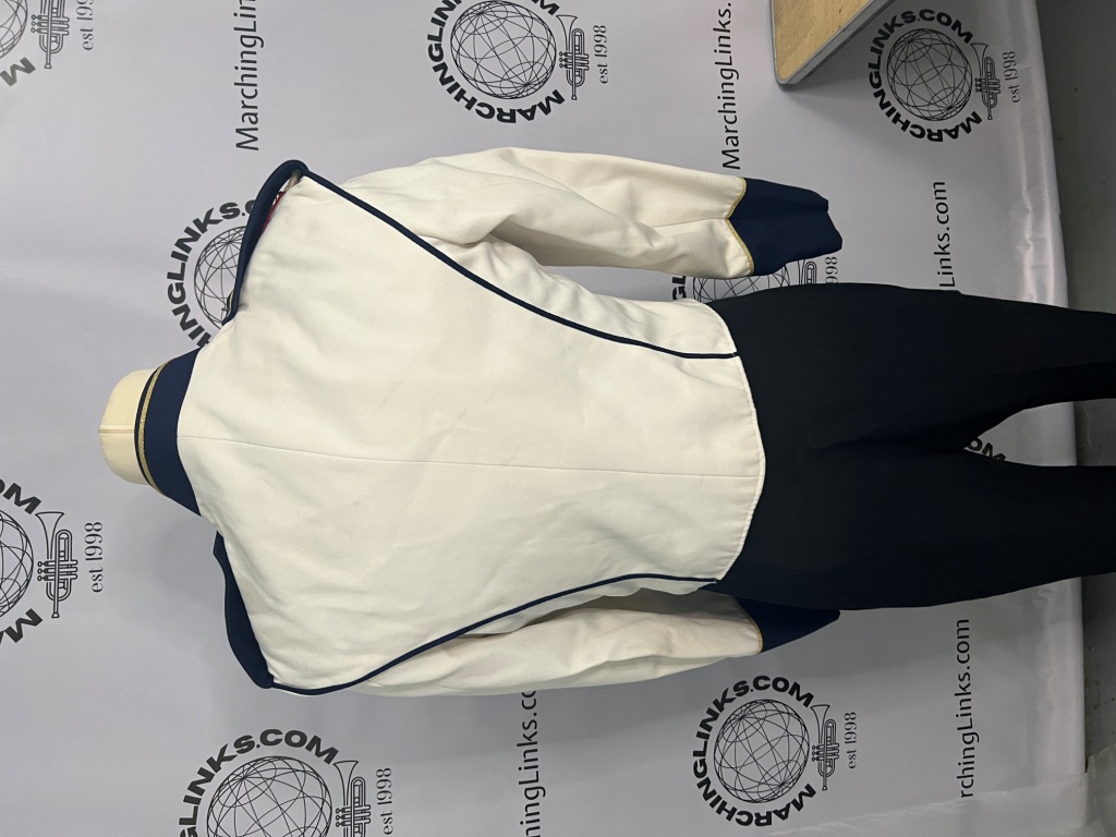Set of White Band Uniforms with Red and Gold Trim