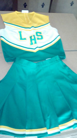 Set of 22 Green, Yellow and White Cheerleading Uniforms
