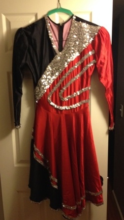 Set of 18 black and red color guard dress