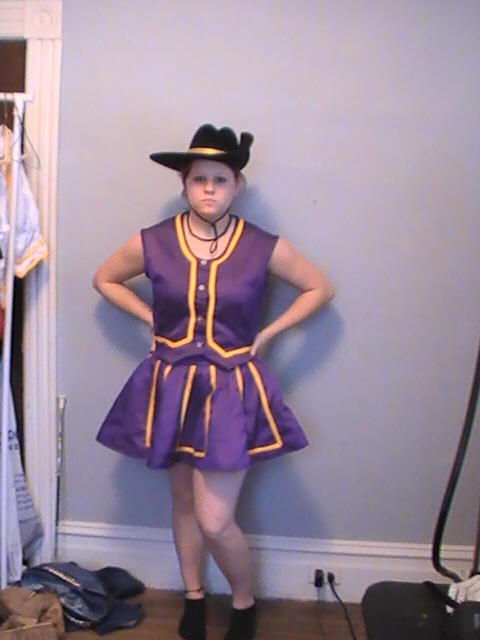 Set of Purple and White Satin Band Front Uniforms