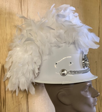 186 (+/-) White Marching Band Helmets with Silver Hardware