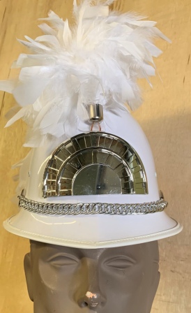 186 (+/-) White Marching Band Helmets with Silver Hardware