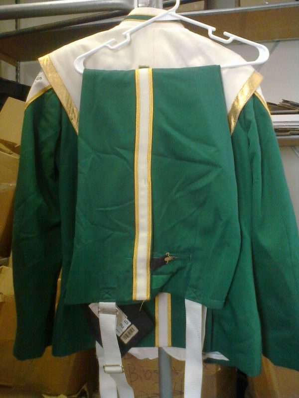 55+/- Green, White and Gold Marching Band Uniforms