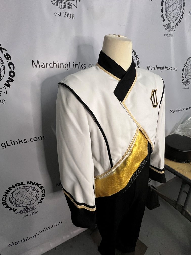 This is a lot of 170+/- black, white and gold marching band jackets.