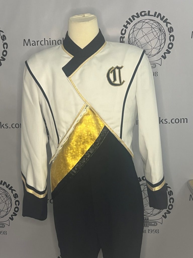 This is a lot of 170+/- black, white and gold marching band jackets.