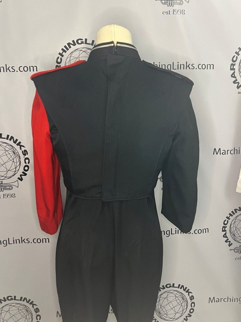 Lot of 125+/- Red, Black and Silver Marching Band Uniforms. Also available as a half lot.