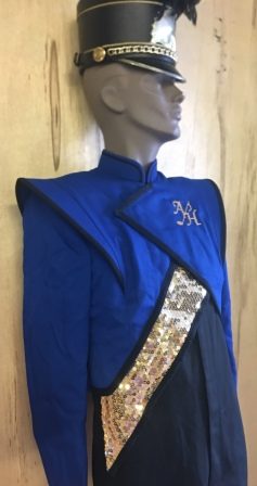 88 (+/-) Royal Blue, Black and Gold Fruhauf Marching Band Uniforms - Suitable for Middle School, Junior High or Small High School Band