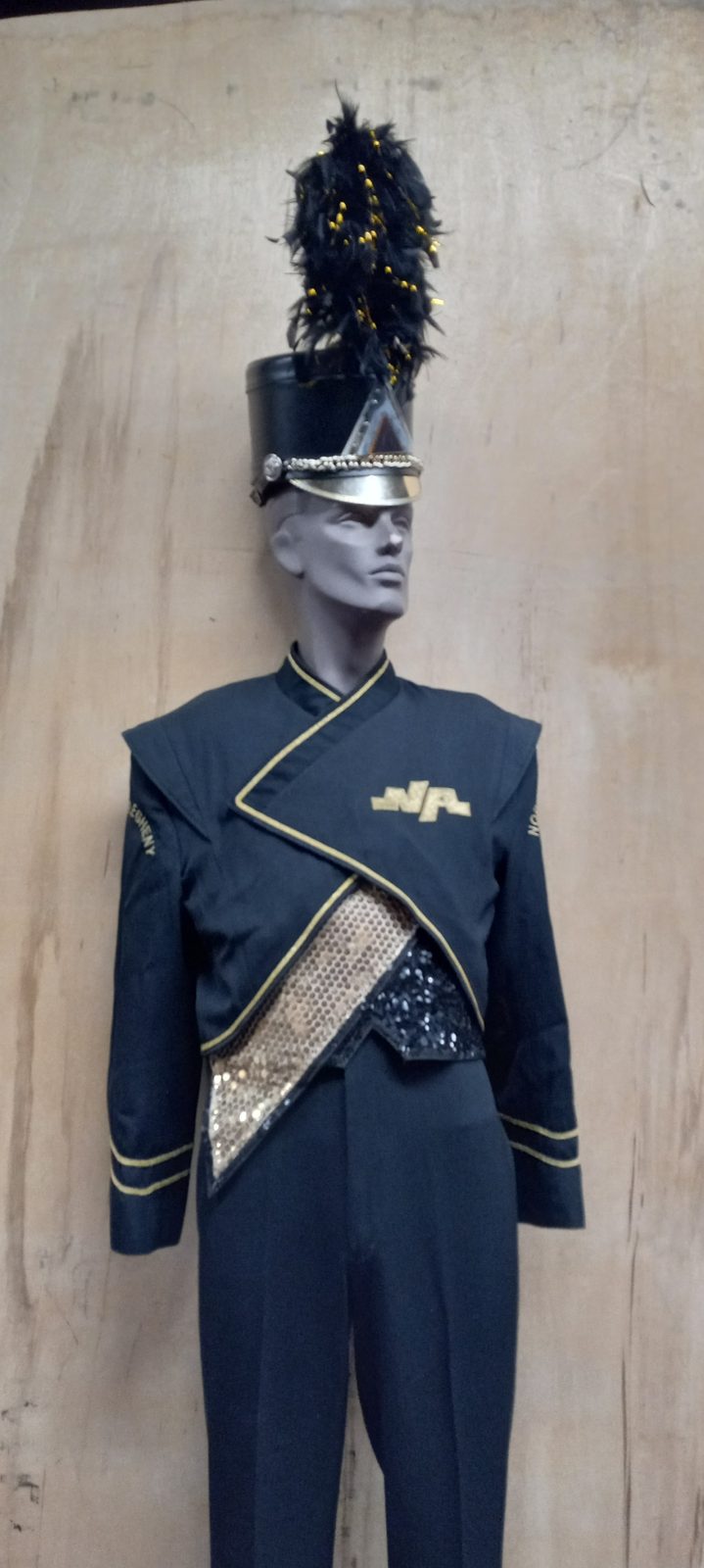 Set of 263+/- Black and Gold Marching Band Uniforms