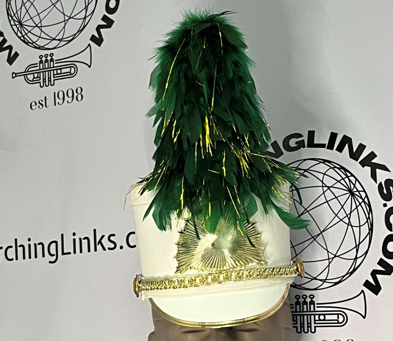 60 9” Green Feather Plumes with Gold