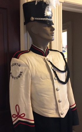 Set of 7 White and Black Stanbury Used Marching Band Uniforms