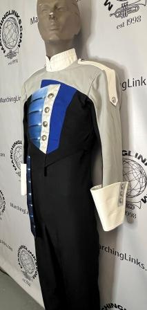 Lot of 185 Blue, Black and Gray Marching Band Uniforms (may be sold in 1/2 lot)
