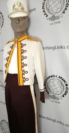 Lot of 64 Maroon, White and Gold Marching Band Uniforms