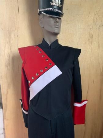 Set of 14 Red, Black and Silver DeMoulin Marching Band Uniforms