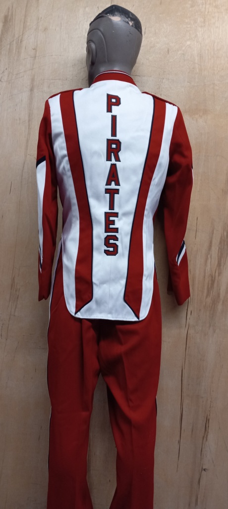 This is a lot of 138+/- red, white and black marching band jackets.