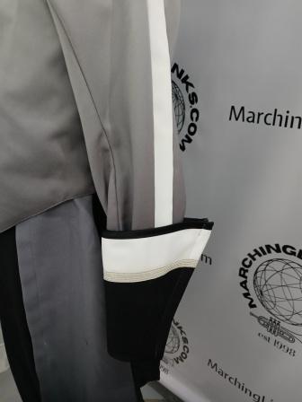 148 Green, Black and White Marching Band Uniforms Including 8 Drum Major Versions