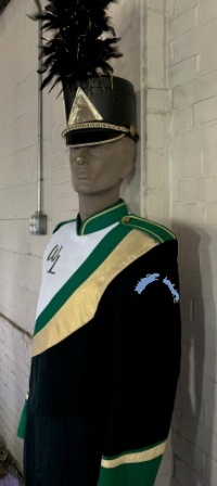 Large Set of 38 Green, Gold, White and Black Marching Band Uniforms This is a lot of 38 green, black