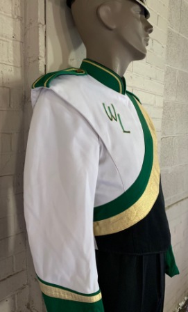 Large Set of 38 Green, Gold, White and Black Marching Band Uniforms This is a lot of 38 green, black