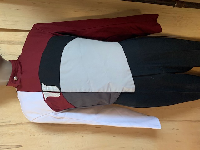 Set of 35 +/- Burgundy, Gray, White and Black Marching Band Uniforms by Cesario/Fred J. Miller