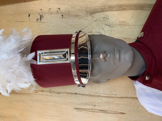 Set of 35 +/- Burgundy, Gray, White and Black Marching Band Uniforms by Cesario/Fred J. Miller