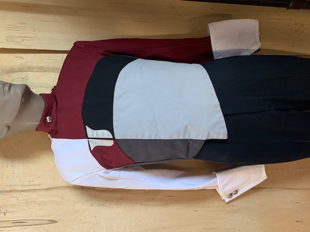 Set of 35 +/- Burgundy, Gray, White and Black Marching Band Uniforms by Cesario/Fred J. Miller