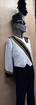Set of 102+/- Black and White Marching Band jackets with Black Baldric and Gold trim