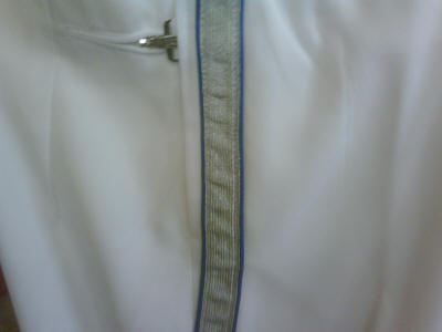 White Band Pants with Silver Stripe and Blue Piping