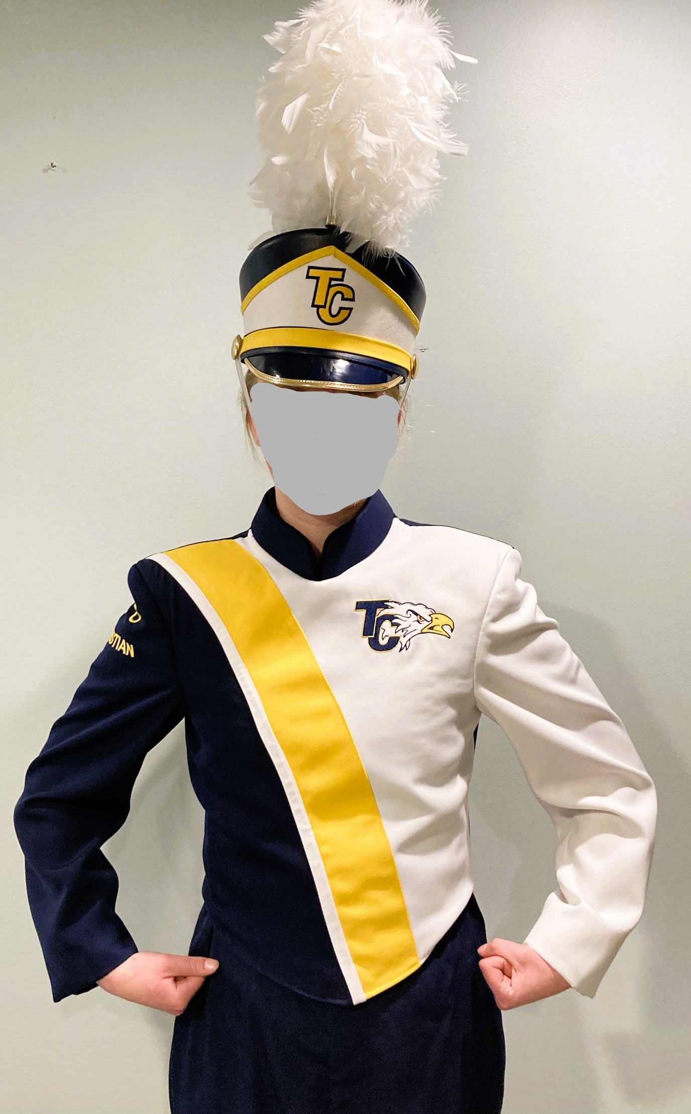Set of 28 Stanbury Marching Band Uniforms, Navy/White/Yellow