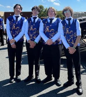 Set of 65 Poly/Spandex Blue and Gold Marching Band Show Shirts
