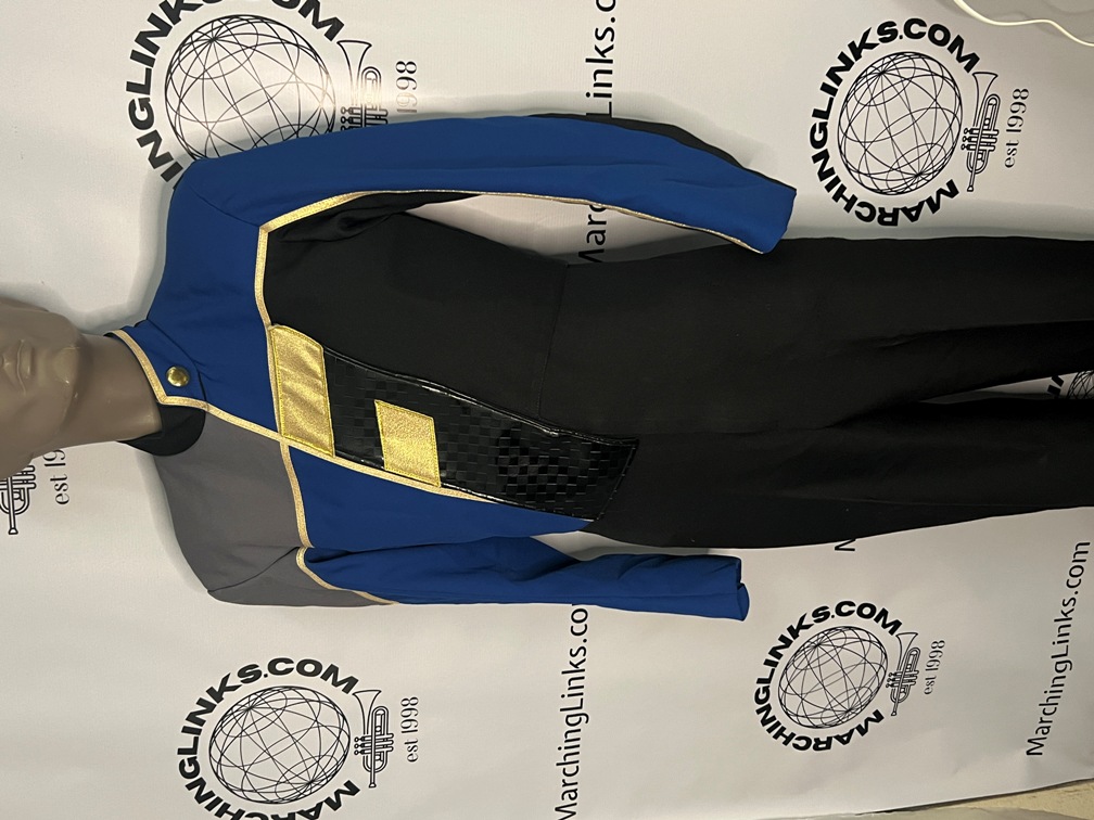 Set of 202 Blue, Black, Grey & Gold Marching Band Jackets (bibbers are also available separately)