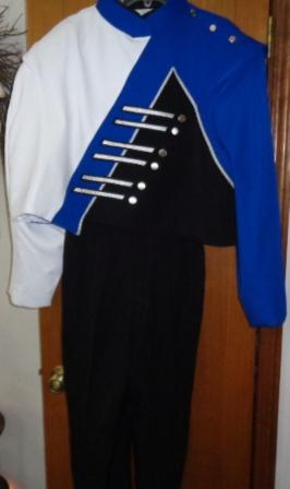 Set of 48 Blue, Black, White Used Fruhauf Marching Band Uniforms (lot can be split to smaller) Item 
