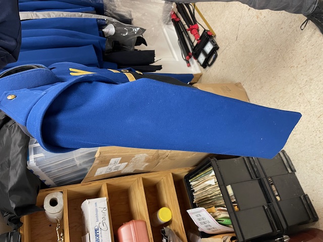 Royal Blue and Black Used Marching Jackets with yellow "W"