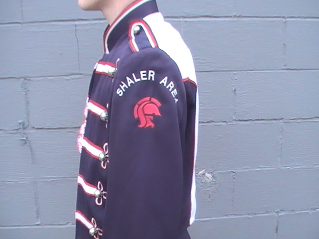 Blue, Red and White Marching Band Uniforms Plus Silk Line Uniforms, Dance