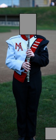 145 Complete sets of Red, Black, and White Stanbury Marching Band Uniforms