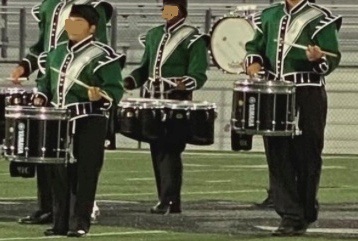 Set of Sharp 150 Used Green, Black and White Marching Band Uniforms
