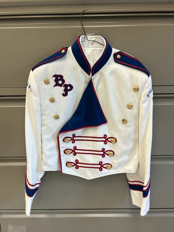 Set of 105 Red, White and Blue used Marching Band Uniforms in excellent condition with lots of extra