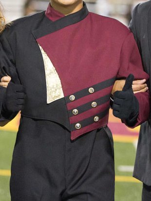 Set of 140+ Maroon and Black with Gold Accents Stanbury Marching Band Uniforms (also included are si