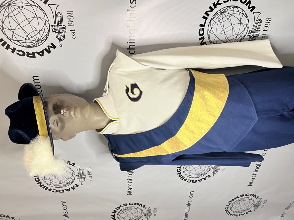 Set of 60 Navy Blue and White with Gold trim DeMoulin Marching Band Uniforms