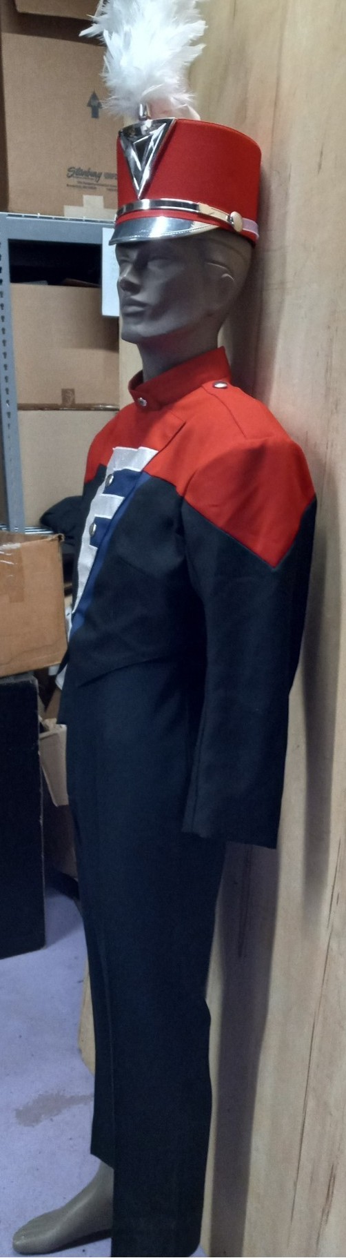 Set of 100 Black, Red and Blue Cesario Marching Band Uniforms Item description: This is a lot of 100