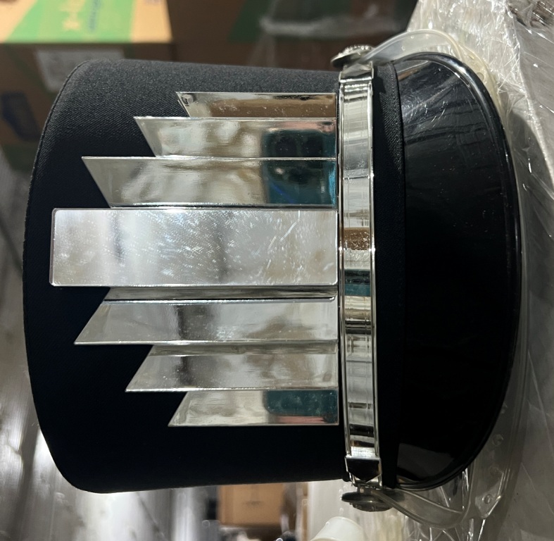 19 Black Shakos with Silver Bar/Prism Emblem